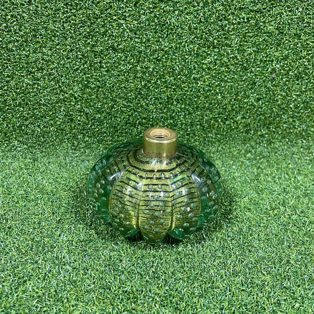 DeVilbiss Hand Blown Glass Green Glass Melon Shaped Perfume Atomizer Bottle